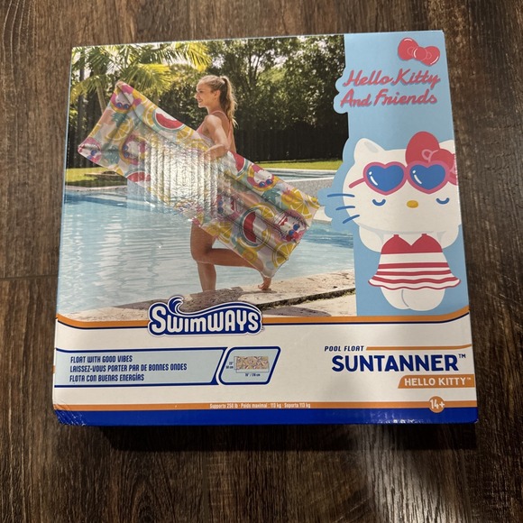 Swimways Suntanner Hello Kitty Inflatable Pool Lounger Measurement In Photo - Picture 1 of 7